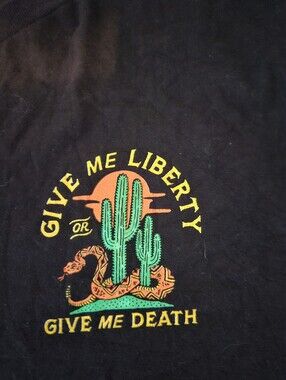 Mens XL Brave Ones Graphic Desert Cactus Tee - Black with Green & Orange Design
